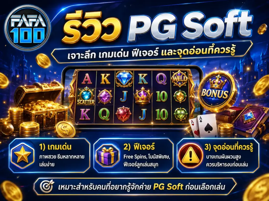 รีวิว PG Soft เจาะลึก เกมเด่น ฟีเจอร์ และจุดอ่อนที่ควรรู้